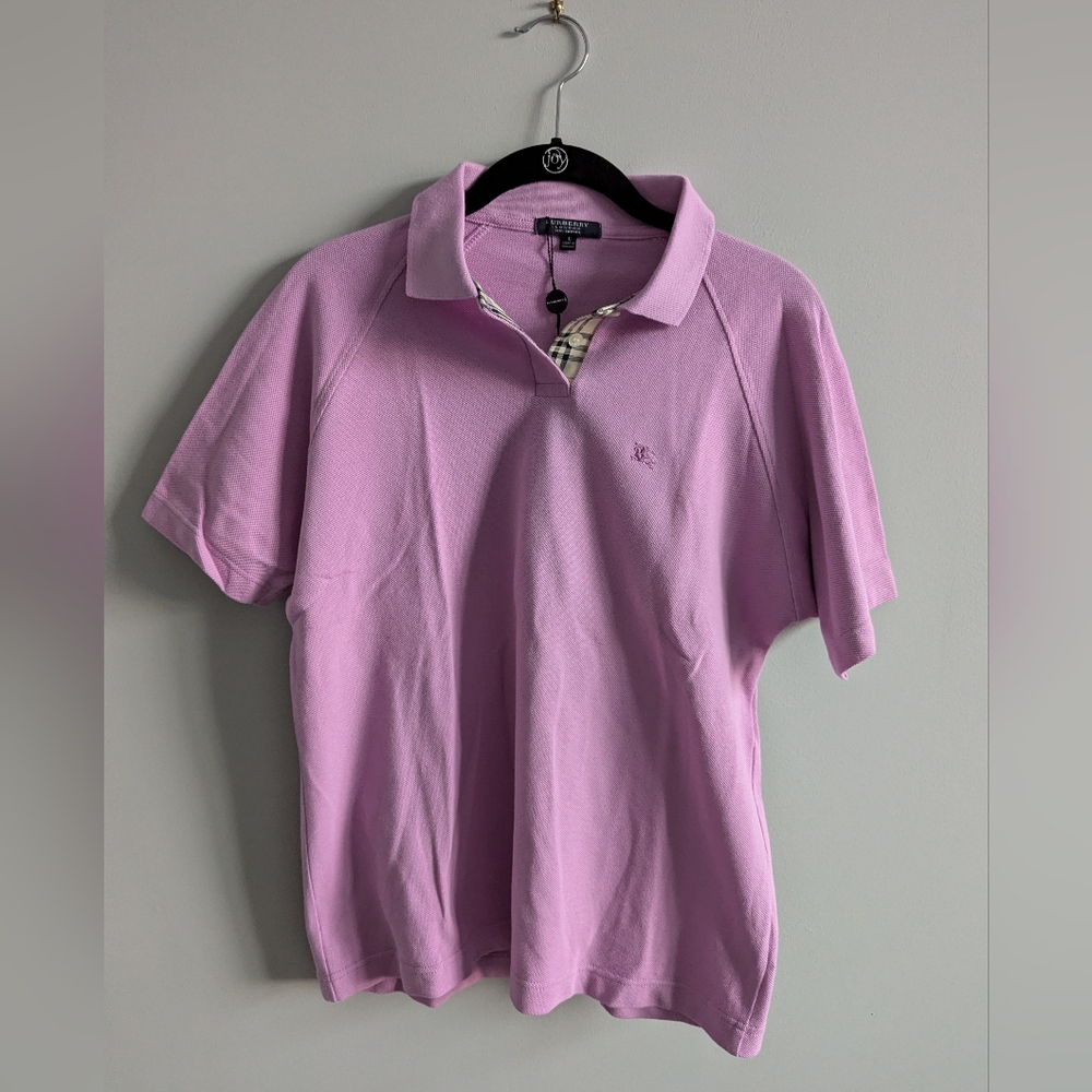 Burberry Women's Pink Polo Shirt, Size L, NWT